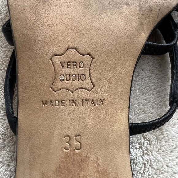 Ballin Black Satin & Rhinestones Slide Strappy Sandal Women EU 35 US 5 Low Heel - Picture 15 of 16